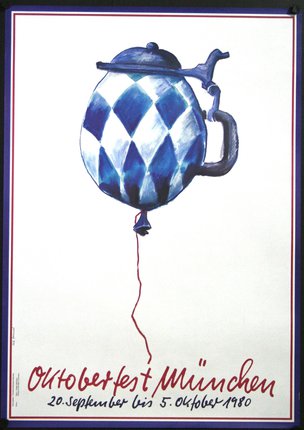 a poster with a blue and white teapot