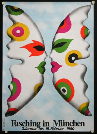 a poster with a butterfly shape