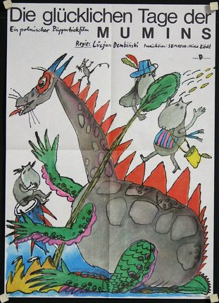 a poster with a dragon and animals