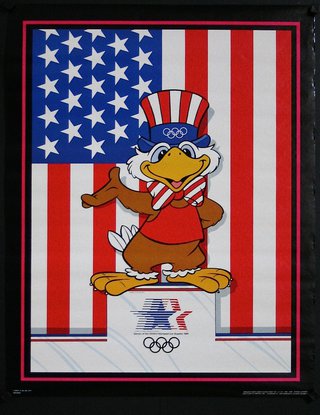 a poster of an eagle with a flag
