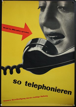 a poster with a woman's face on a telephone