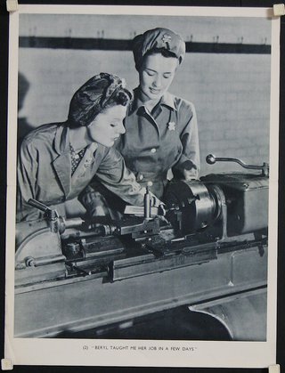a black and white photo of women working on a machine