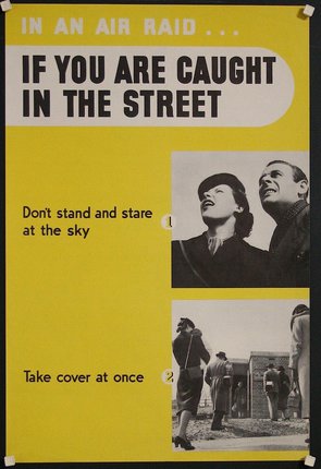 a yellow and black poster with black text