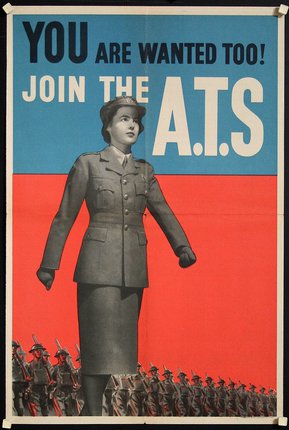 a poster of a woman in a military uniform