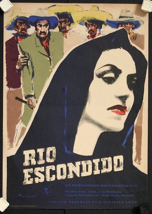 a poster of a woman with a black hood