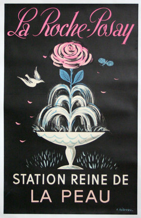 a poster with a rose in a bowl