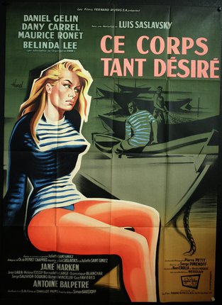 a poster of a woman sitting on a boat