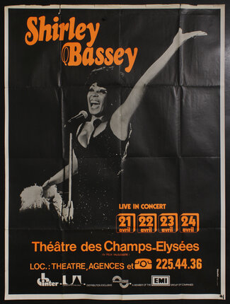 a poster of a woman singing into a microphone