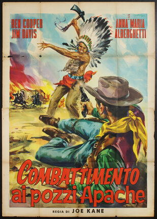 a movie poster with a man in a feather headdress and a man in a hat