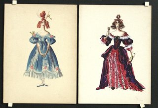 two sketches of women in dresses