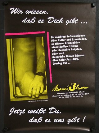 a poster with a hand on the door