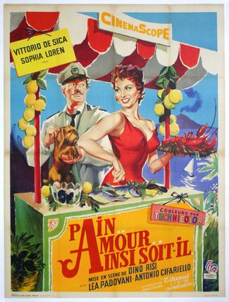 a poster of a man and woman selling fish