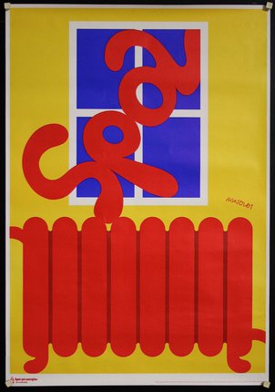 a poster of a window and a radiator