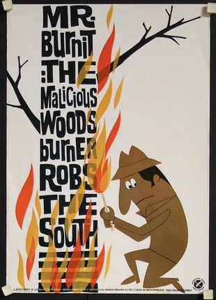 a poster of a man burning a stick