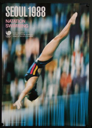 a poster of a swimmer diving