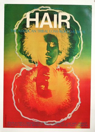 a poster of a man with a colorful hair