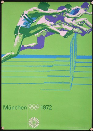 a poster of a group of athletes running