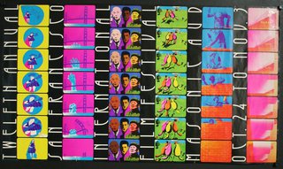 a colorful rectangular cards with different colored images