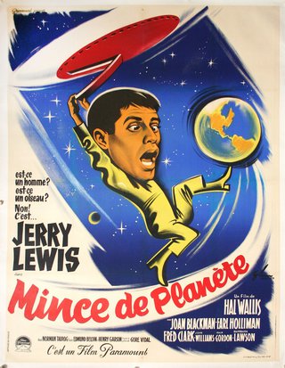 a movie poster of a man holding a planet