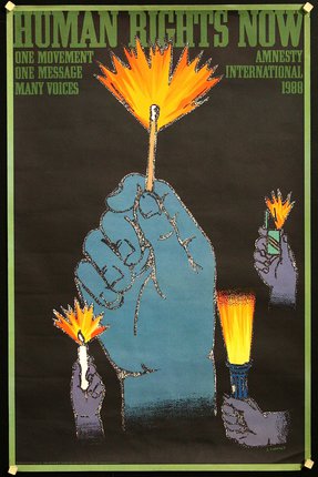 a poster with a hand holding a match