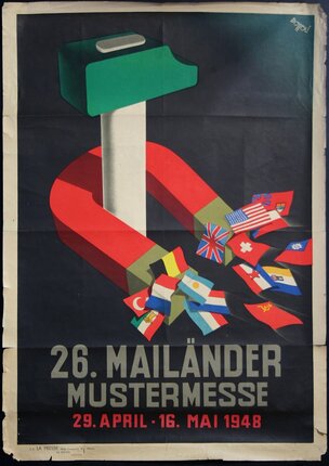 a poster with magnets and flags