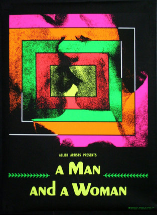 a poster of a man with colorful squares