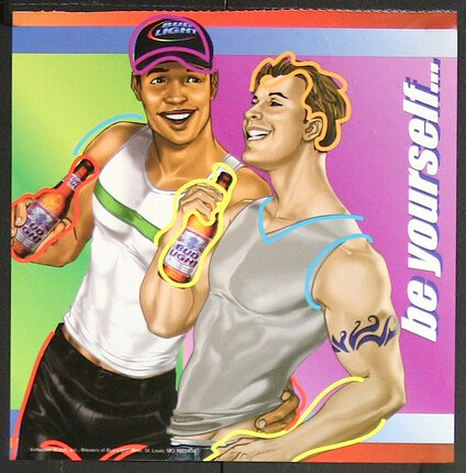 a poster of men holding bottles