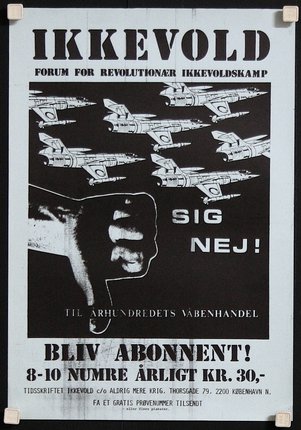 a poster with a hand pointing at a group of planes