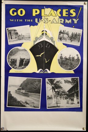 a poster with pictures of a ship