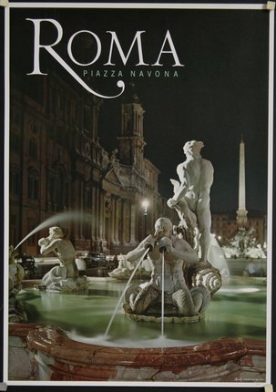 a magazine cover with statues in the water