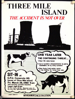 a black and white poster with cows and smoke stacks