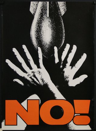 a black and white poster with hands and an egg