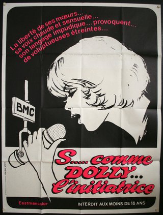 a poster with a woman singing into a microphone