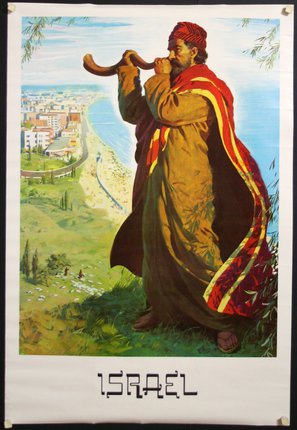 a poster of a man blowing a horn