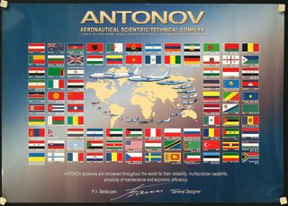 a poster with flags and a map of the world