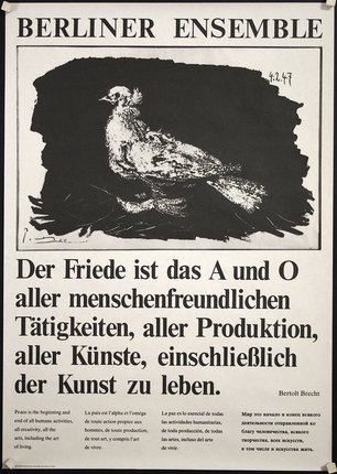 a poster with a bird and text