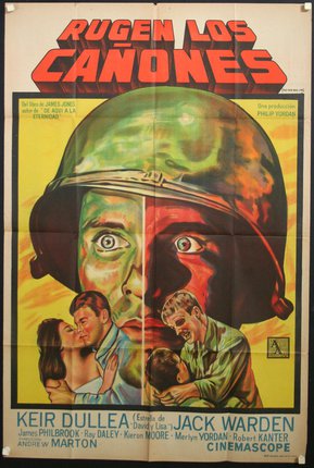 a movie poster with a soldier and a man kissing his face