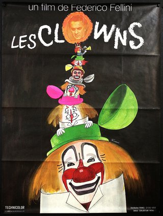 a poster with clowns on top of it