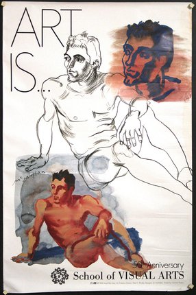 a poster with a drawing of a man