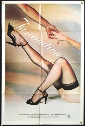 a poster of a woman's legs and a hand
