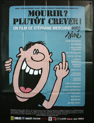 a poster of a man with a laughing face