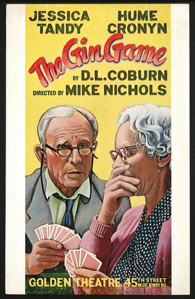 a poster of a man and woman playing cards