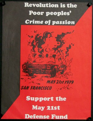 a poster with a car on fire