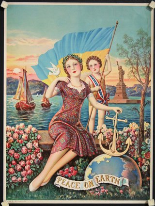 a poster of a woman holding a flag