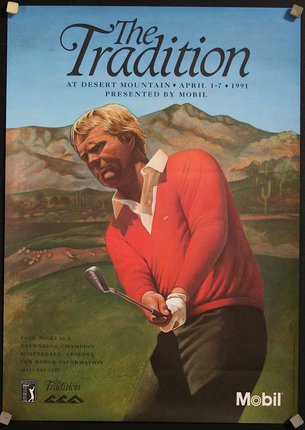 a poster of a man playing golf