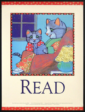 a poster with cats reading