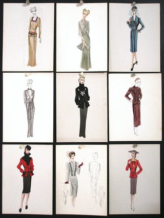 a collection of sketches of women's clothing
