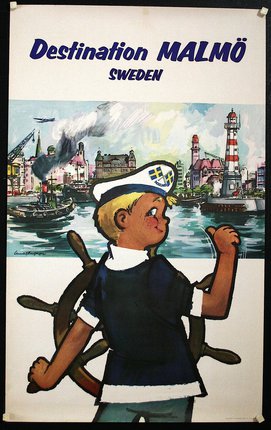 a poster of a boy on a ship