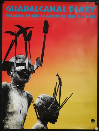 a poster of a man with a mask and a bag of sticks