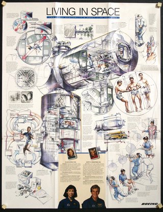 a poster with drawings of people working on a project